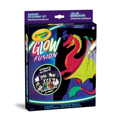 Crayola Glow Fusion Marker Colouring Set - Mythical Creatures, Glow Colouring Set