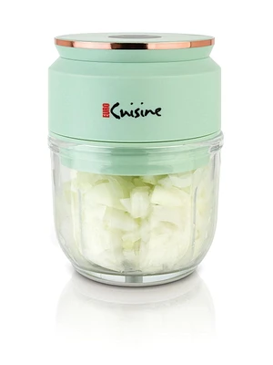 Cordless/Rechargeable Chopper with USB cord & Glass Bowl, Green