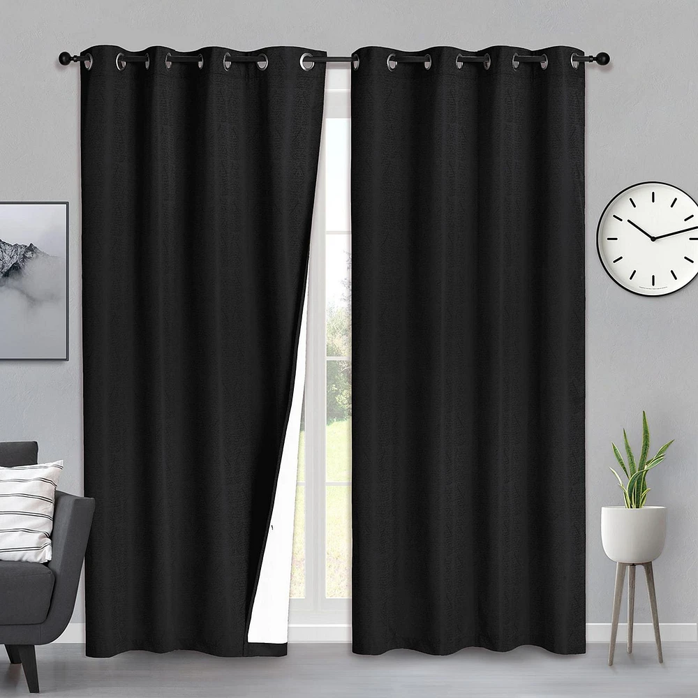 Safdie & Co. Curtain Woven Room Darkening 54X84L Black Brick