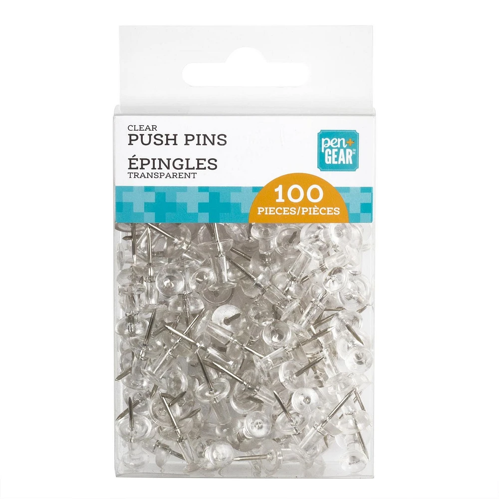 Pen+Gear Clear Push Pins, 100 pieces