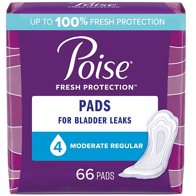 Serviettes d’incontinence Poise pour femmes, degré d’absorption 4, absorption moyenne 54 - 66 Serviettes