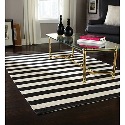 Home Trends Area Rug 4 Ft. 11 In. X 6 Ft. 9 In. Black/White Stripe