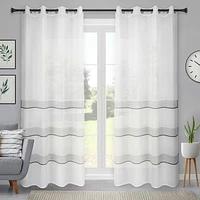 Safdie & Co. Curtain Woven Dolly With Groomets 52X84L Stripes White