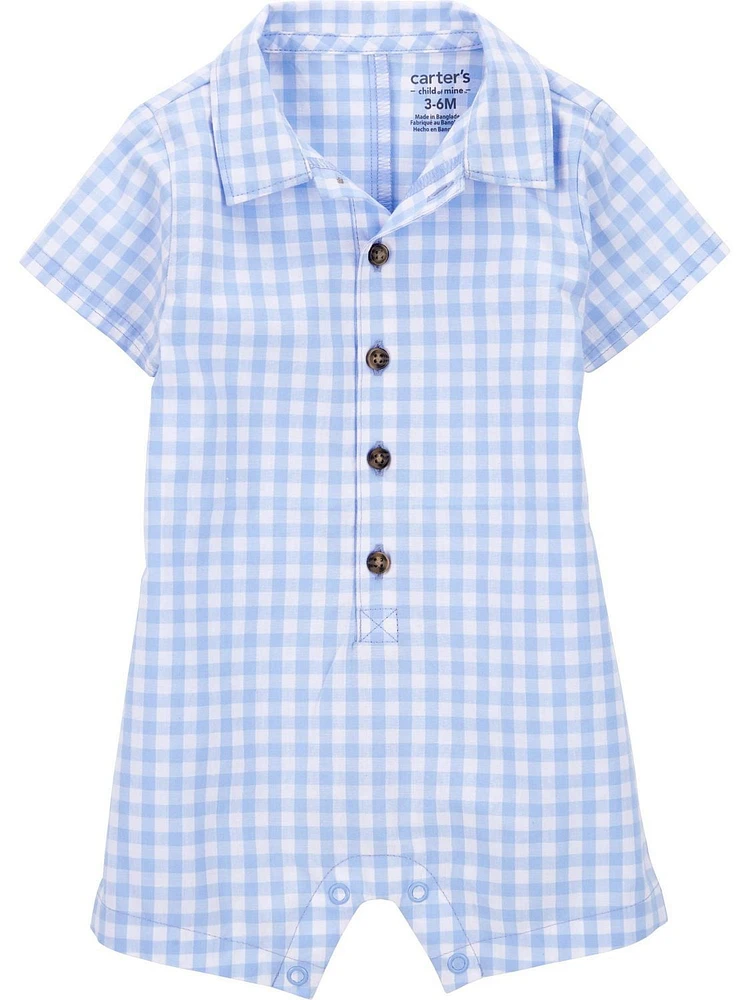 Carter's Child of Mine IB 1pc Romper - Blue Gingham