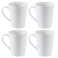 Safdie & Co. Gourmet Porcelain Bullet Mugs 370ML 4PC Set Super White