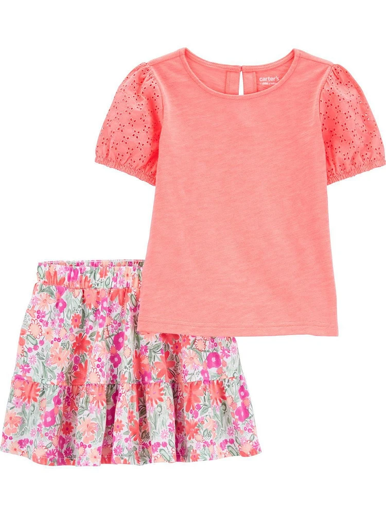 Carter's Child of Mine TG 2pc Set- Coral Multi Floral