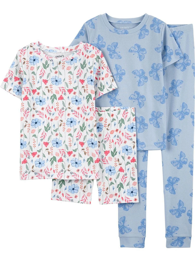 Carter's Child of Mine 4pc PJ - Blue Floral Bird