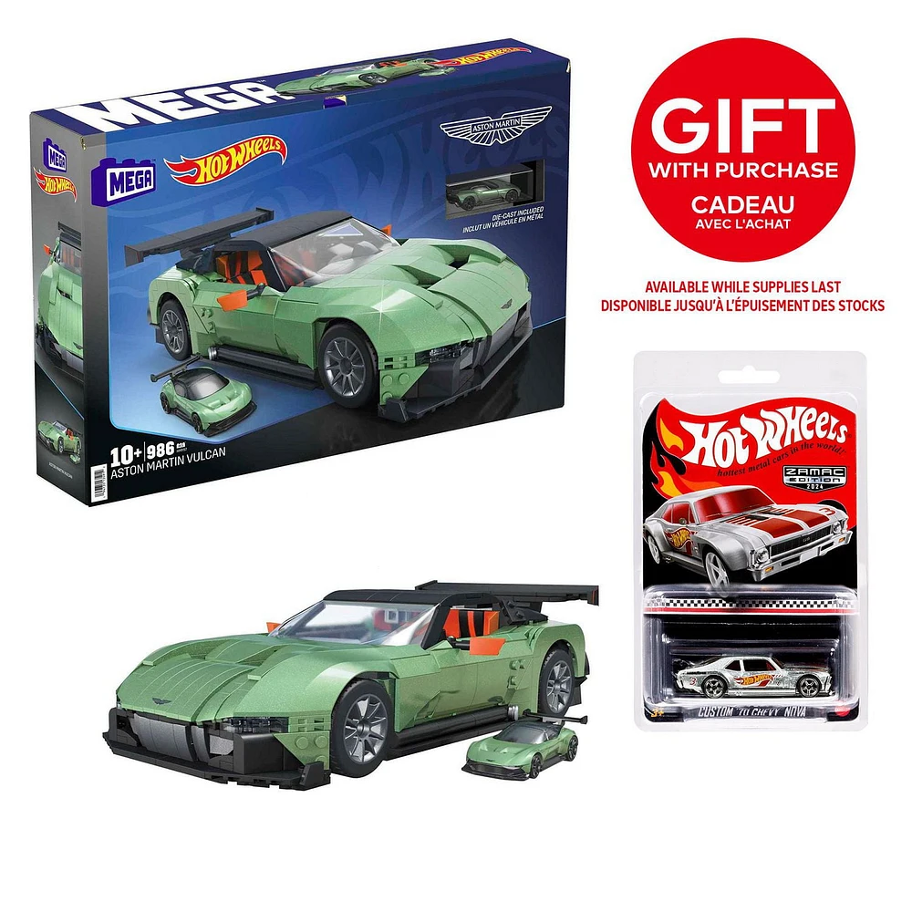 MEGA Hot Wheels Aston Martin Vulcan Vehicle Building Kit (986 Pieces) for Collectors