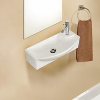 American Imaginations -in. W Wall Mount White Bathroom Vessel Sink Set For 1 Hole Right Faucet AI