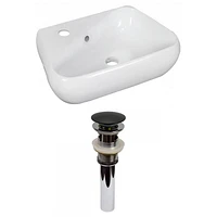 American Imaginations -in. W Wall Mount White Bathroom Vessel Sink Set For 1 Hole Left Faucet AI