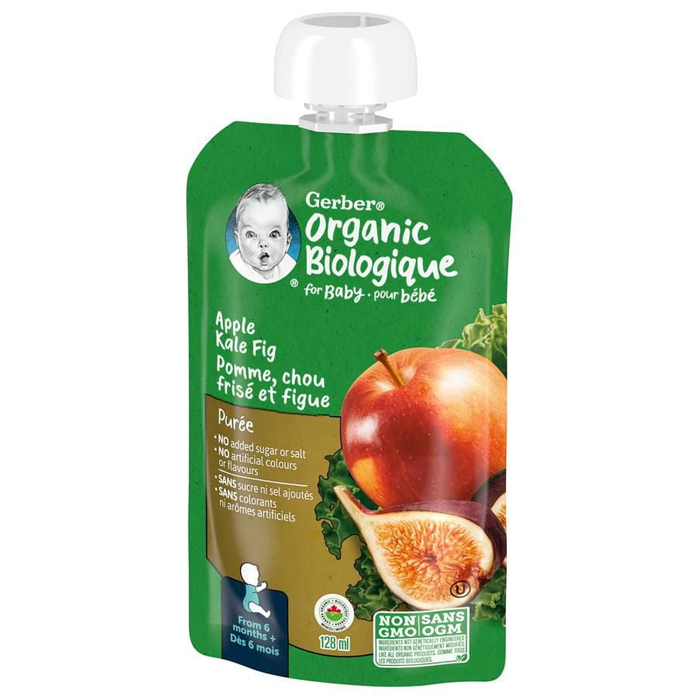 GERBER Organic Purée, Apple Kale Fig, Baby Food, 128 ml, 128 ML