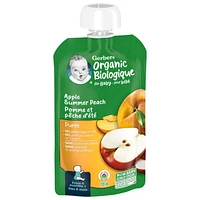 GERBER Organic Purée, Apple Summer Peach, Baby Food, 128 ml, 128 ML