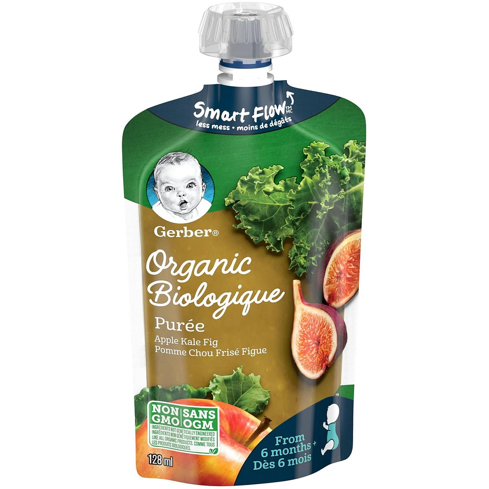 GERBER Organic Purée, Apple Kale Fig, Baby Food, 128 ml, 128 ML