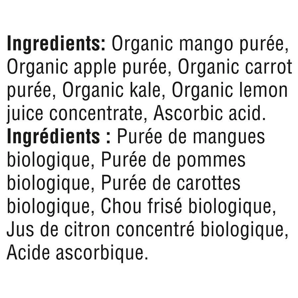 GERBER Organic Purée, Mango Apple Carrot Kale, Baby Food, 128 ml, 128 ML