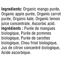 GERBER Organic Purée, Mango Apple Carrot Kale, Baby Food, 128 ml, 128 ML