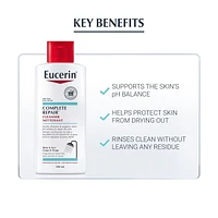 EUCERIN Complete Repair Cleanser for Dry to Very Dry Skin | Face & Body Wash | Fragrance and Soap-free Wash | Recommended by Dermatologists, 500mL bottle