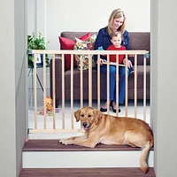 North States Swinging Hardware Mount Deluxe Wood Stairway Baby or Pet Safety Gate