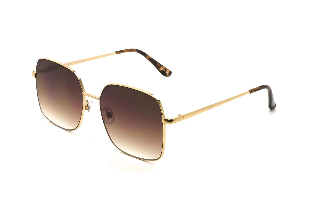 Time & Tru Ladies Gold Square Aviator Sunglasses