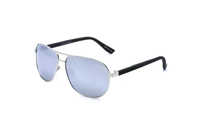 George Mens Black and Silver Aviator Sunglasses