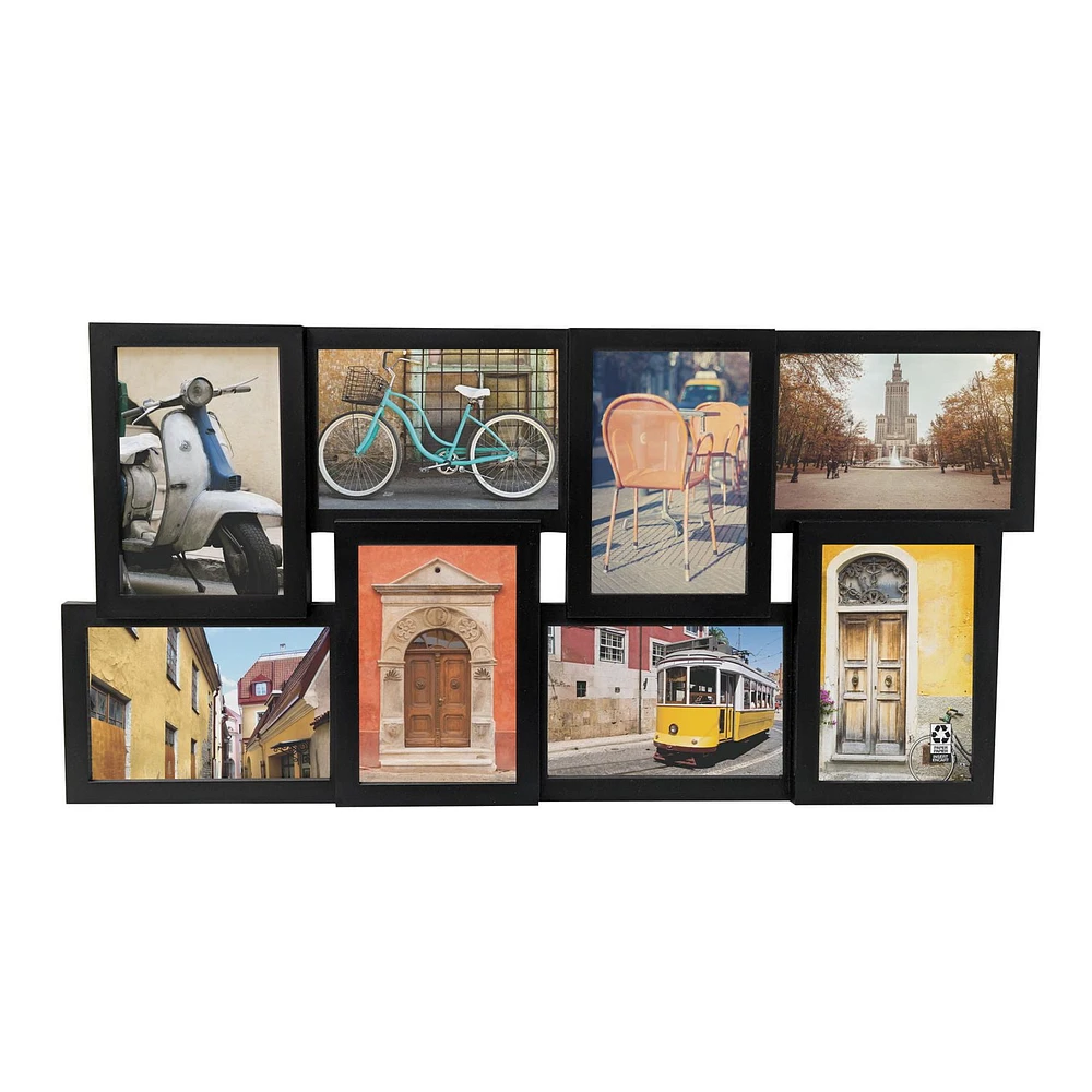 Hometrends 4x6 8-Opening Linear Gallery Collage Picture Frame, Black, 8 Opening Collage Black