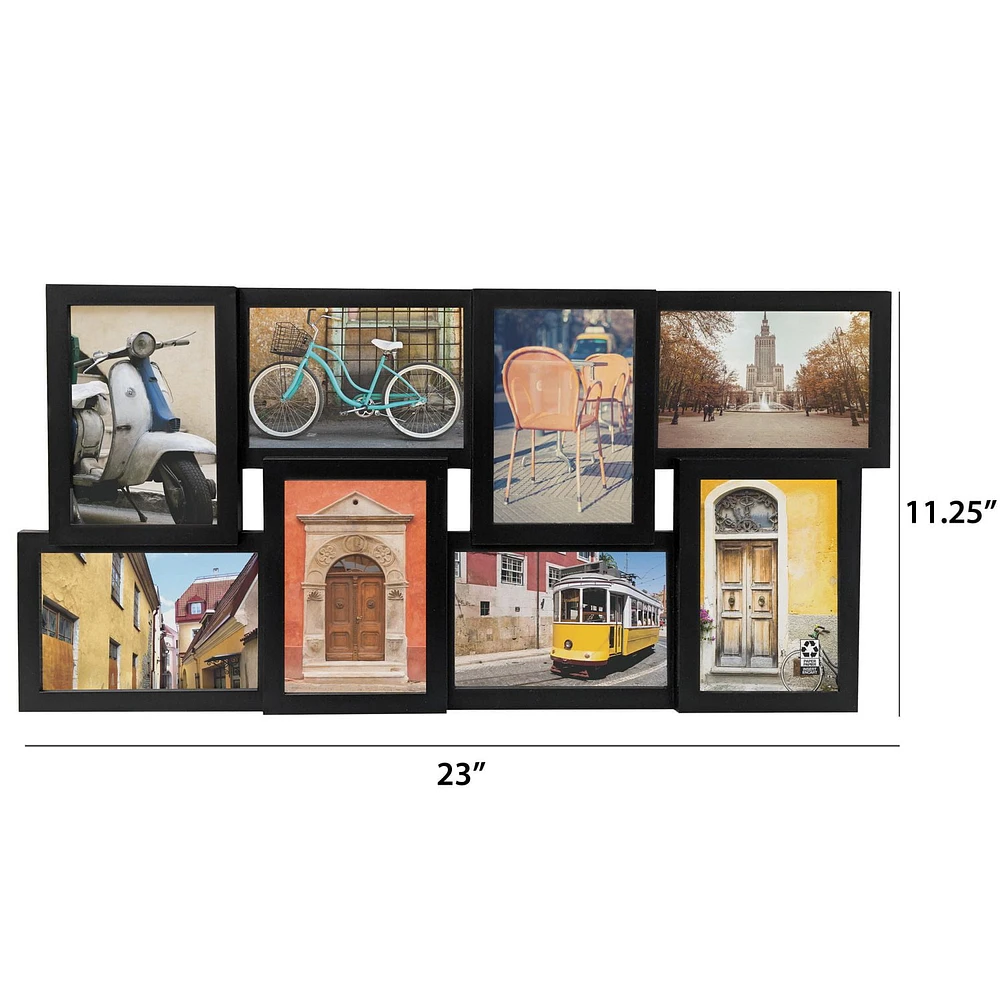 Hometrends 4x6 8-Opening Linear Gallery Collage Picture Frame, Black, 8 Opening Collage Black