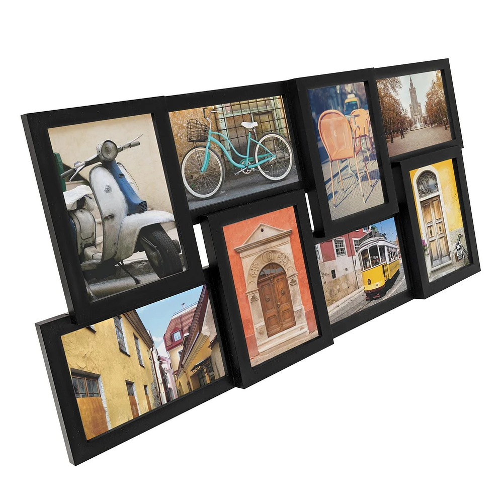 Hometrends 4x6 8-Opening Linear Gallery Collage Picture Frame, Black, 8 Opening Collage Black