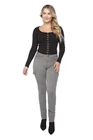 Jeaniologie ™ Ladies Knit Cargo Jogger - Light Grey