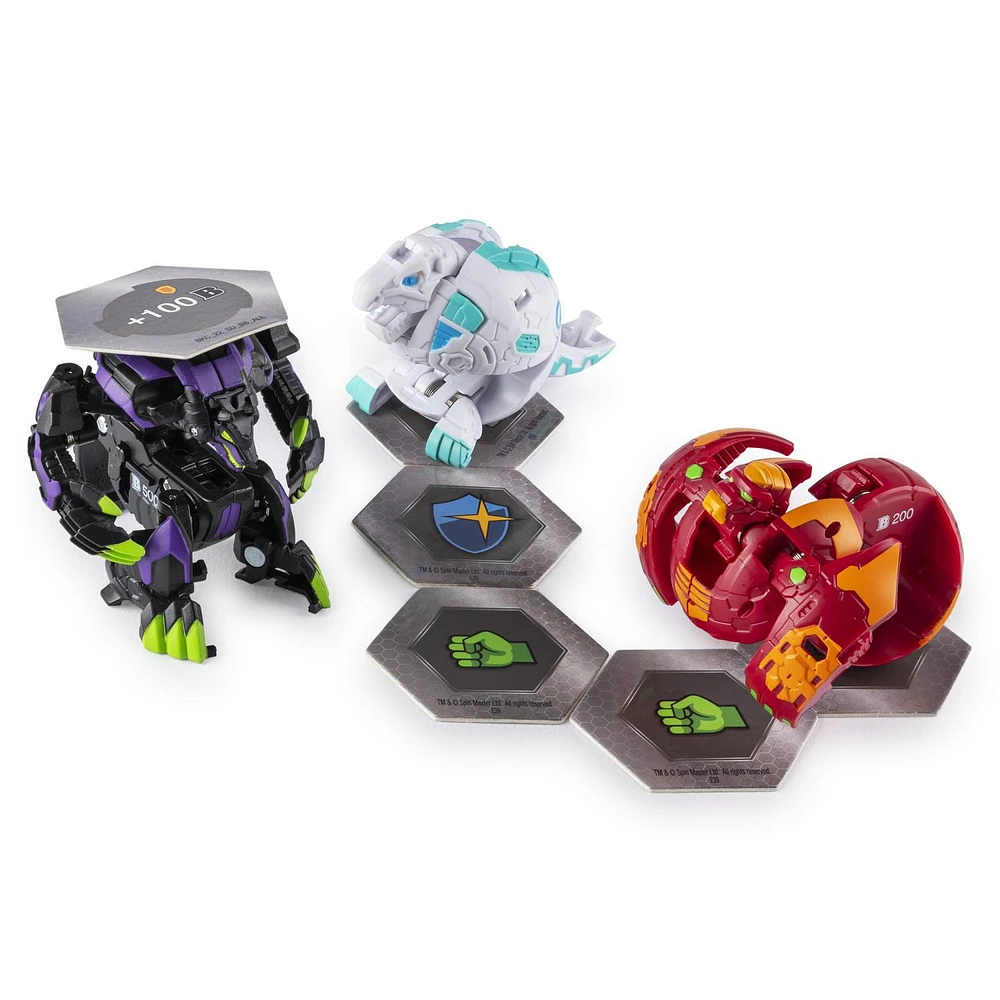 Bakugan Starter Pack 3-Pack, Darkus Lupitheon, Collectible Action Figures, for Ages 6 and Up