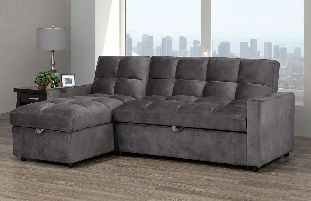 Mayole Sectional Sofa Bed, Grey