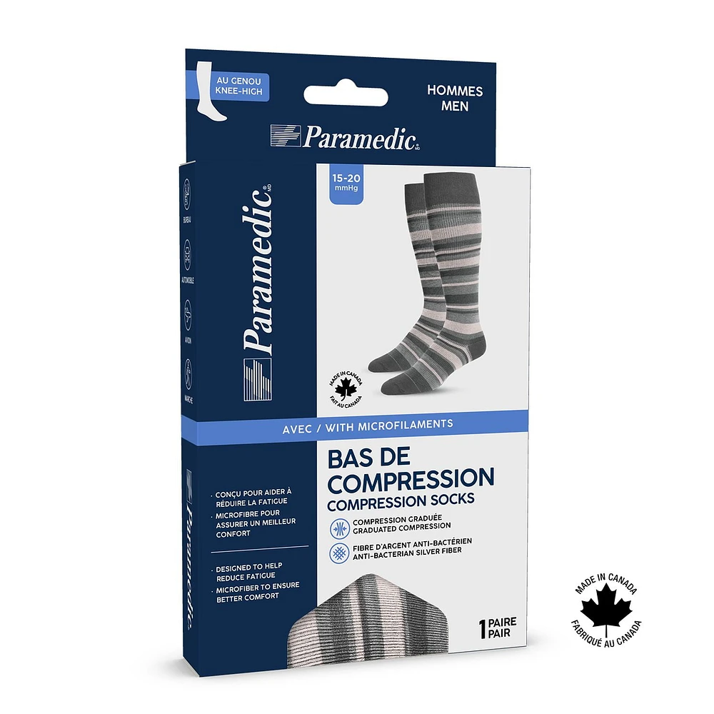 Paramedic Compression Socks Irregular Stripes for Men 15-20 mmHg - Medium, Paramedic Stylish Knee-High Irregular Striped Compression Socks for Men, 15-20 mmHg