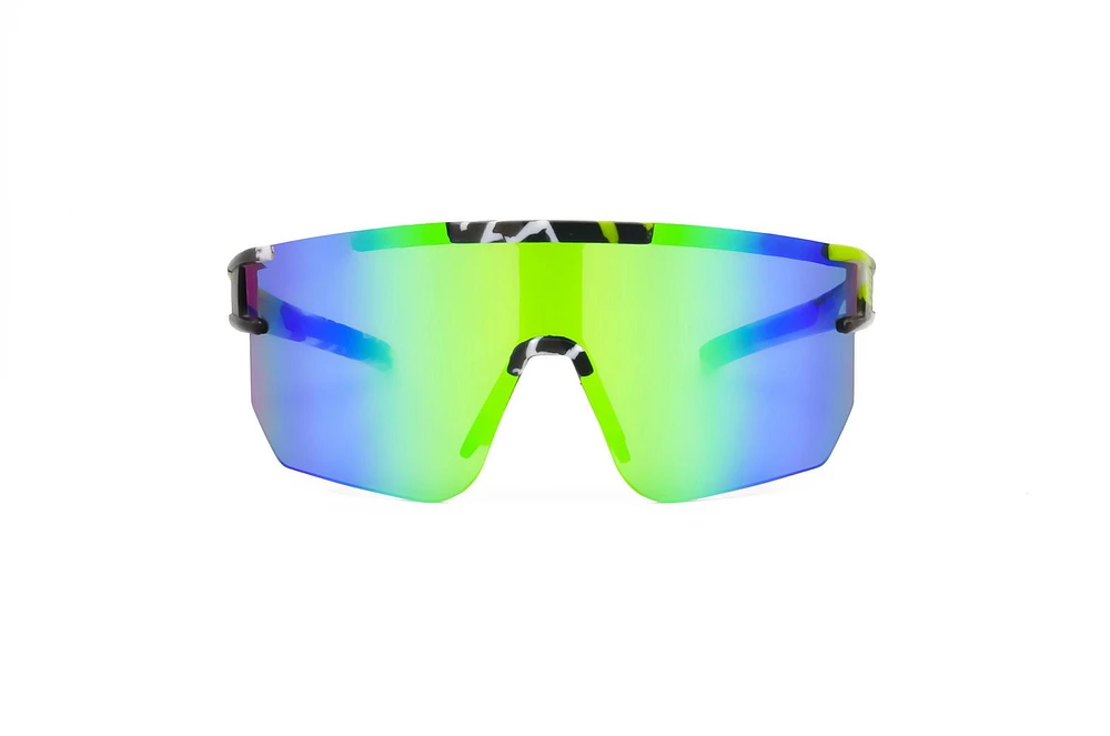 Athletic Works Black and Green Shield Sunglasses