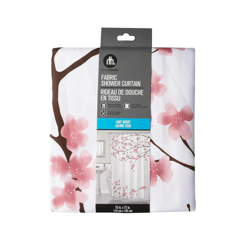 Hometrends Cherry Blossom Fabric Shower Curtain, Shower Curtain 70" x 72" (178 x 183 cm)