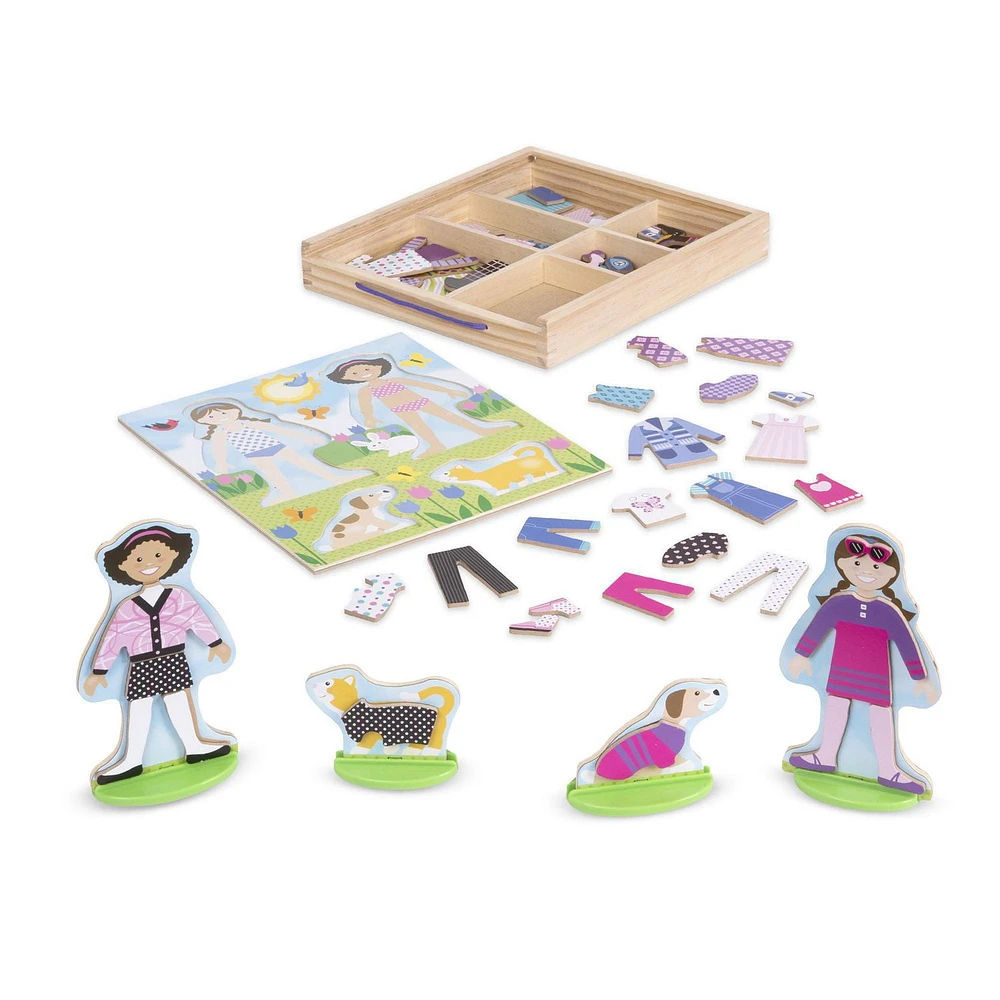 Melissa & Doug Best Friends Magnetic Dress-Up Wooden Dolls Pretend Play Set (78 pcs)