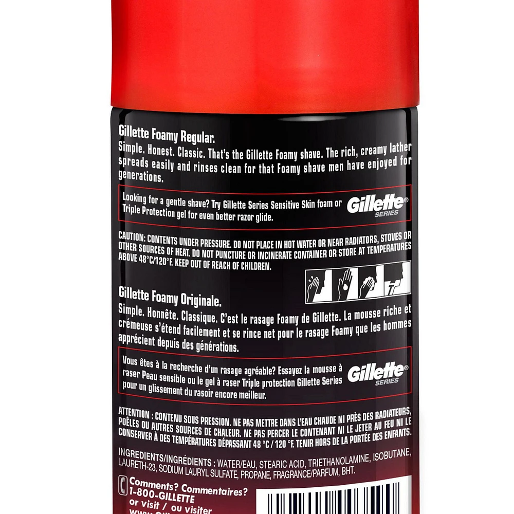 Gillette Foamy Regular Shaving Foam, 311 g