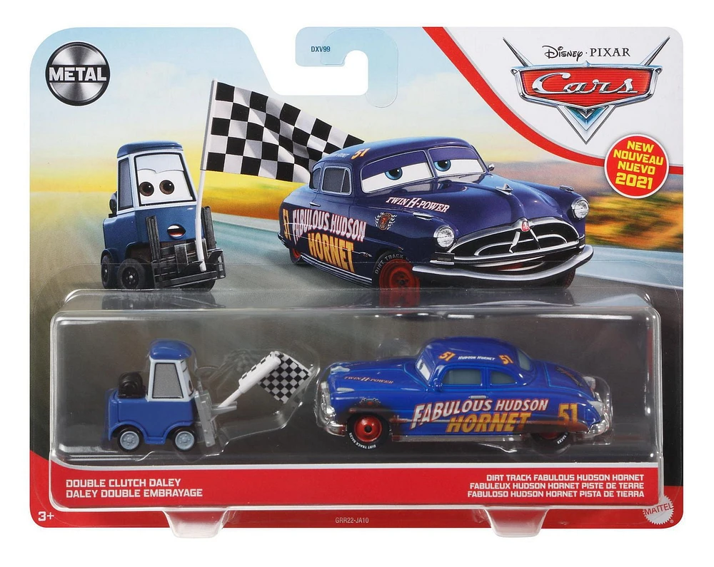 Pack de 2 véhicules Double Clutch Daley & Dirt Track Fabulous Hudson Hornet du film Cars 3 de Disney•Pixar