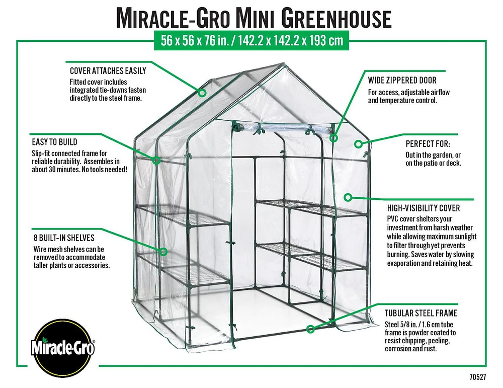 Miracle-Gro Mini Greenhouse 4' 8" x 4' 8" x 6' 5"