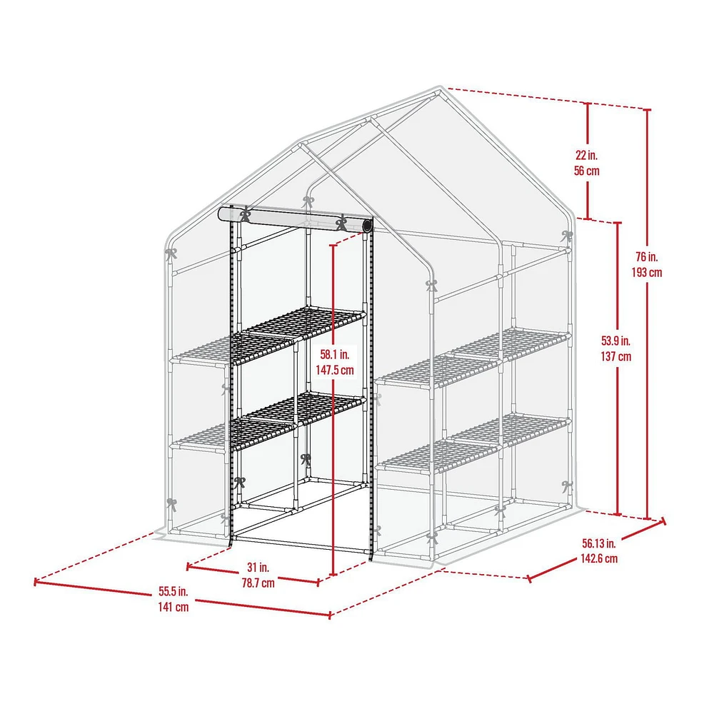 Miracle-Gro Mini Greenhouse 4' 8" x 4' 8" x 6' 5"