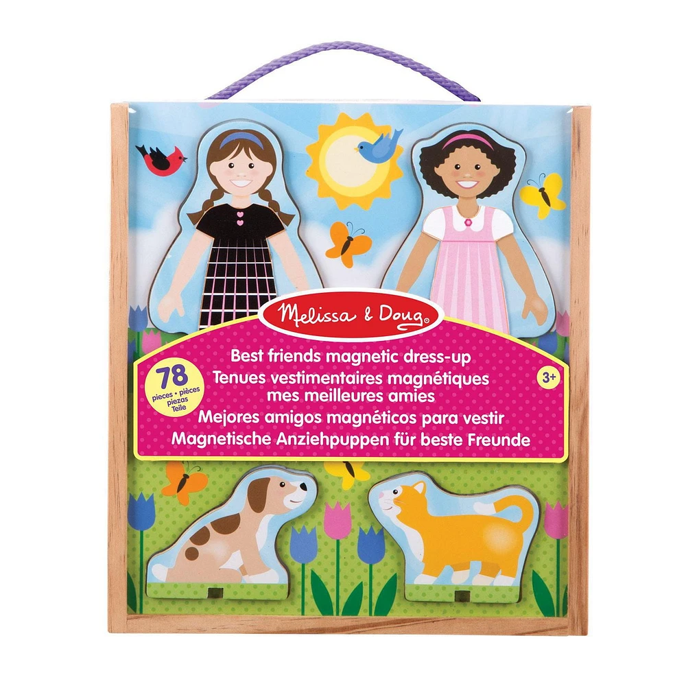 Melissa & Doug Best Friends Magnetic Dress-Up Wooden Dolls Pretend Play Set (78 pcs)