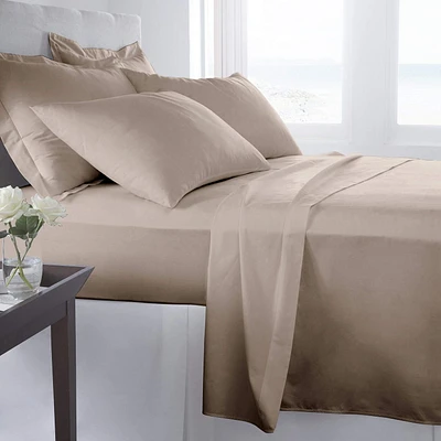 Johnson Home 500 Thread Count Cotton Sheet Set Taupe (Queen)