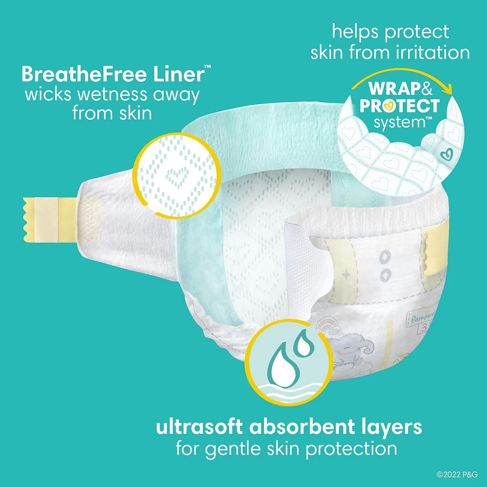 Pampers Swaddlers Diapers - Super Pack, Sizes NB-7, 84-44 Count