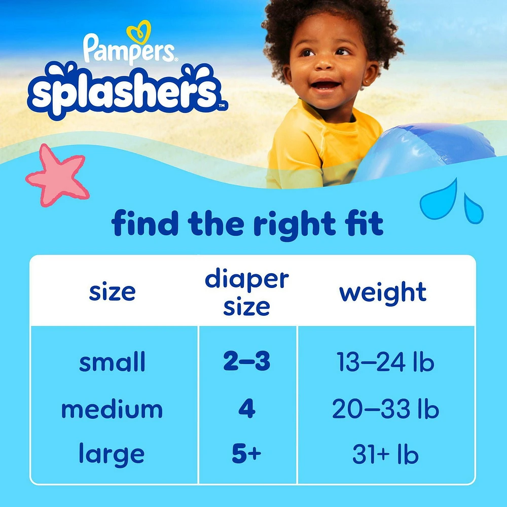 Pampers Splashers Swim Diapers, Size 4, Disposable Baby Swim Diapers, 18CT