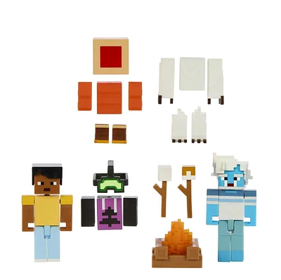 Minecraft Game | Creator Series Action Figures and Accessories | Camp Enderwood Steve and Mob Figures