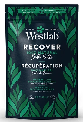 Westlab Recover - Epsom Bathing Salts with White Willow& Eucalyptus | with added Arnica | Soothe Tired and overworked muscles | 100% natural. 100% vegan, 100% cruelty-free, 1.36kg (3lb)