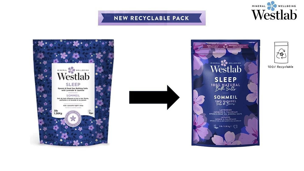 Westlab Sommeil - Sels de Bain d'Epsom et de la Mer Morte, Parfumés à la Lavande, Jasmin et au Valériane |  100% végétalien, 100% naturel, 100% sans cruauté. 1,36 kg (3 livres)