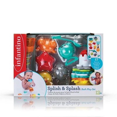 Infantino Splish & Splash Bath Play Set, 17 piece toy bath set