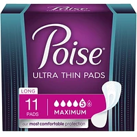 Serviettes ultra minces pour incontinence Poise, absorption maximale emb. de 11