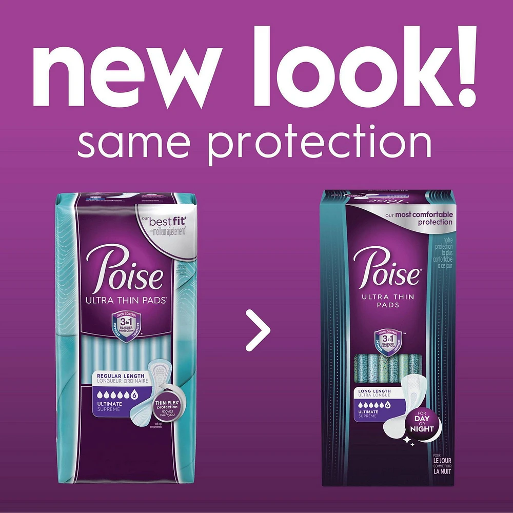 Serviettes ultra minces pour incontinence Poise, absorption suprême