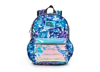 Justice™ Brand Girls Tie Dye Nylon Multi Compartment 17” Backpack with Shiny Holographic Pocket and Bungee Cord Feature