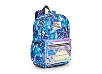 Justice™ Brand Girls Tie Dye Nylon Multi Compartment 17” Backpack with Shiny Holographic Pocket and Bungee Cord Feature