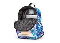 Justice™ Brand Girls Tie Dye Nylon Multi Compartment 17” Backpack with Shiny Holographic Pocket and Bungee Cord Feature